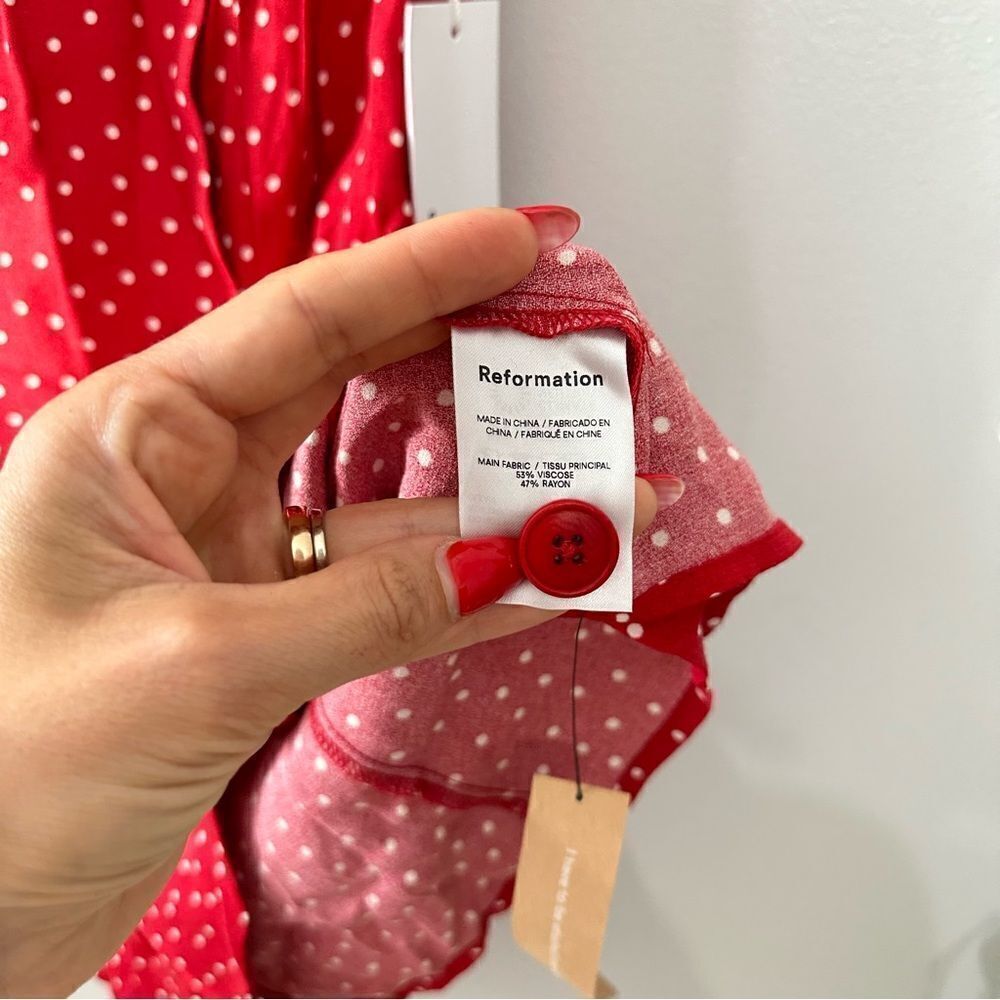 Reformation Leith Mini Dress Ditty Red Polka Dot - Picture 8 of 8